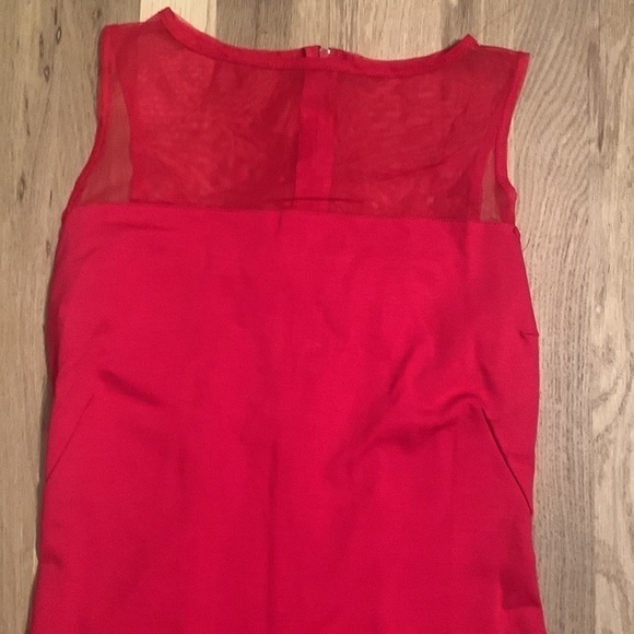 𝅺NWT Piphany Queens Sleeveless Dress with Mesh Top Solid Red Women’s XS - Picture 2 of 12